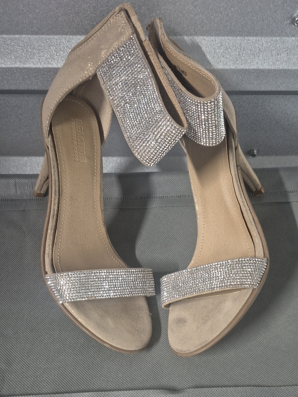 Kenneth Cole High-Heel Sandals with Rhinestone Ankle Straps